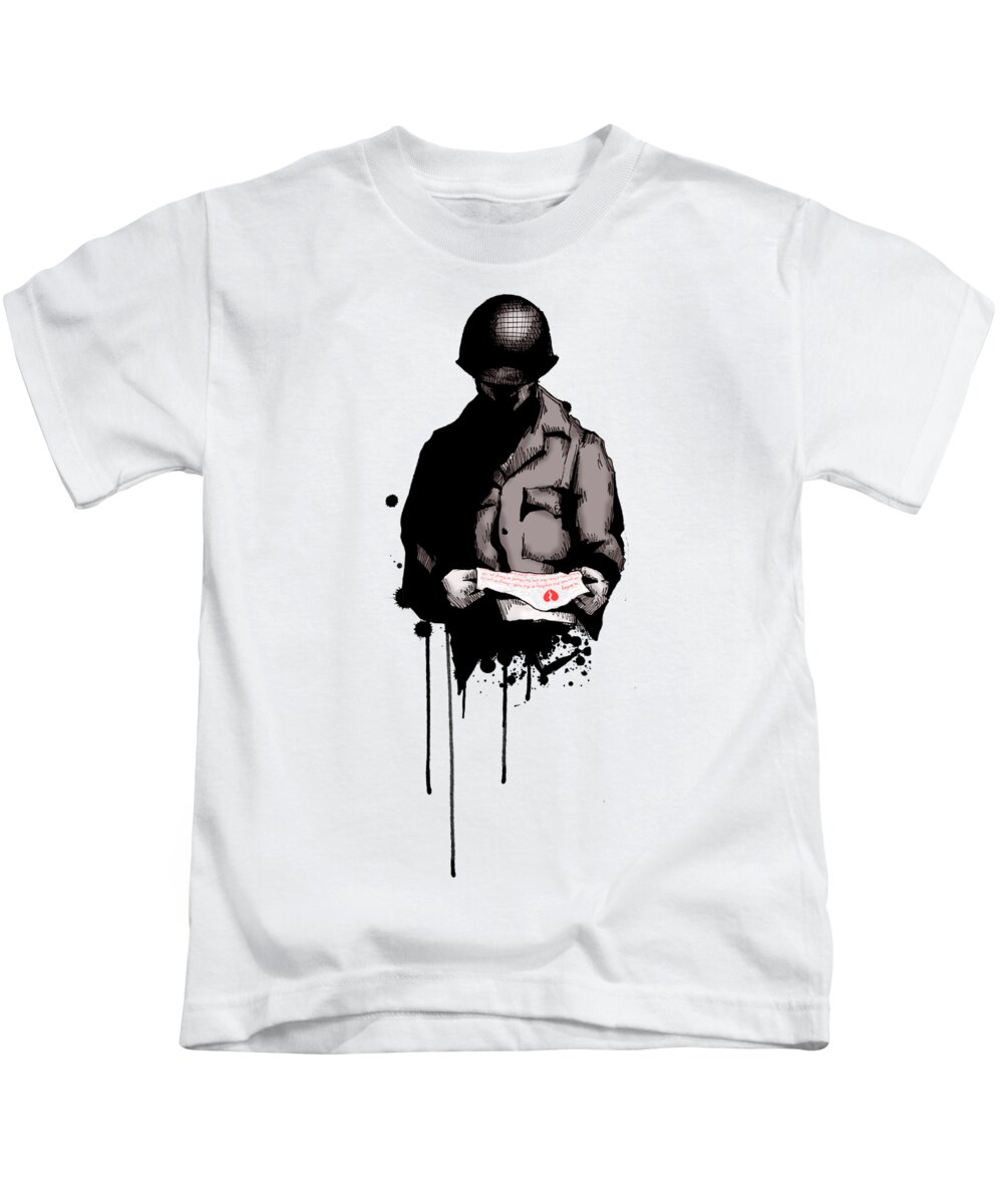 Army Kids T-Shirt featuring the drawing Memorial by Ludwig Van Bacon