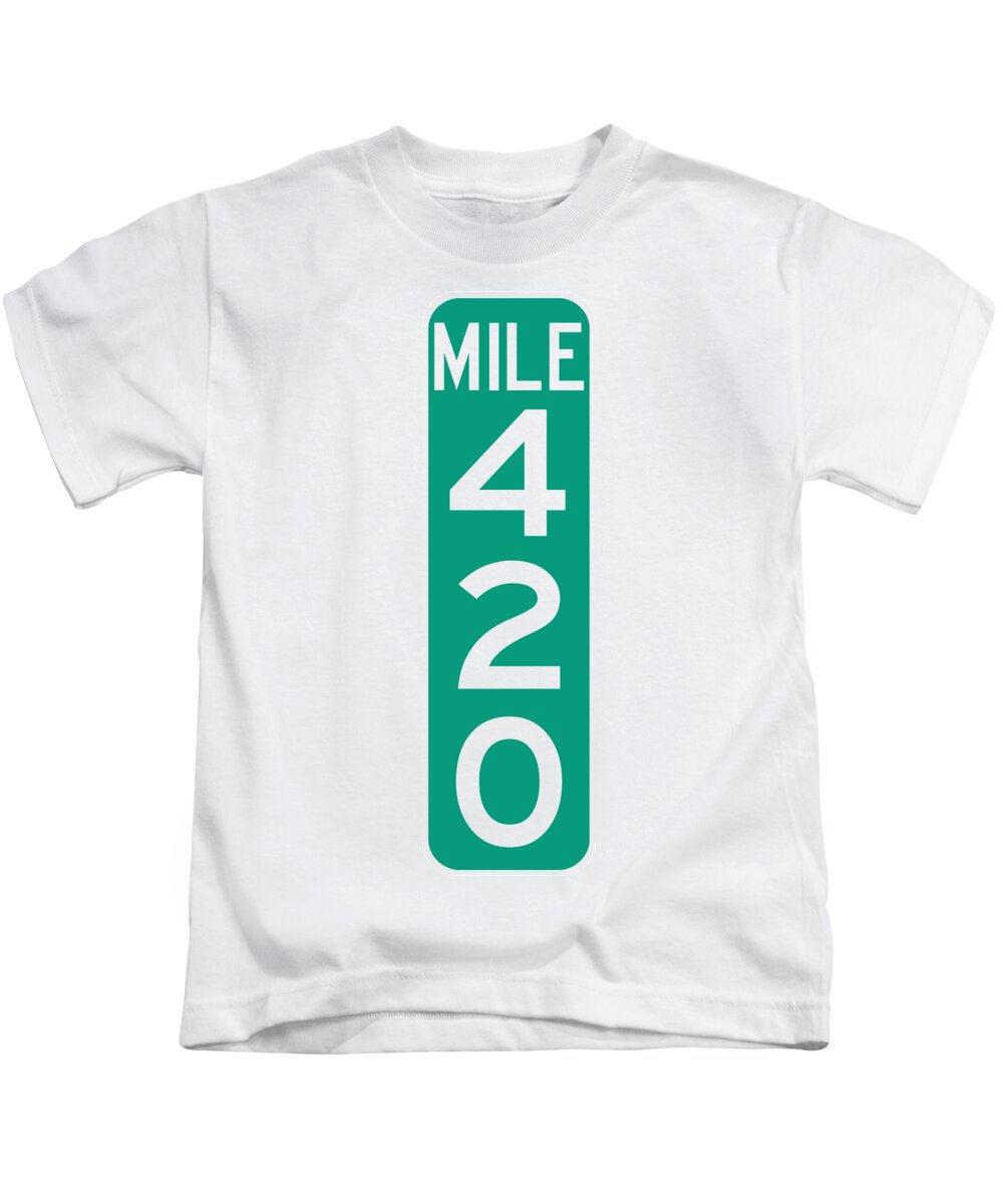 Mile Markers Kids T-Shirt featuring the digital art Mile 420 by Angie Tirado