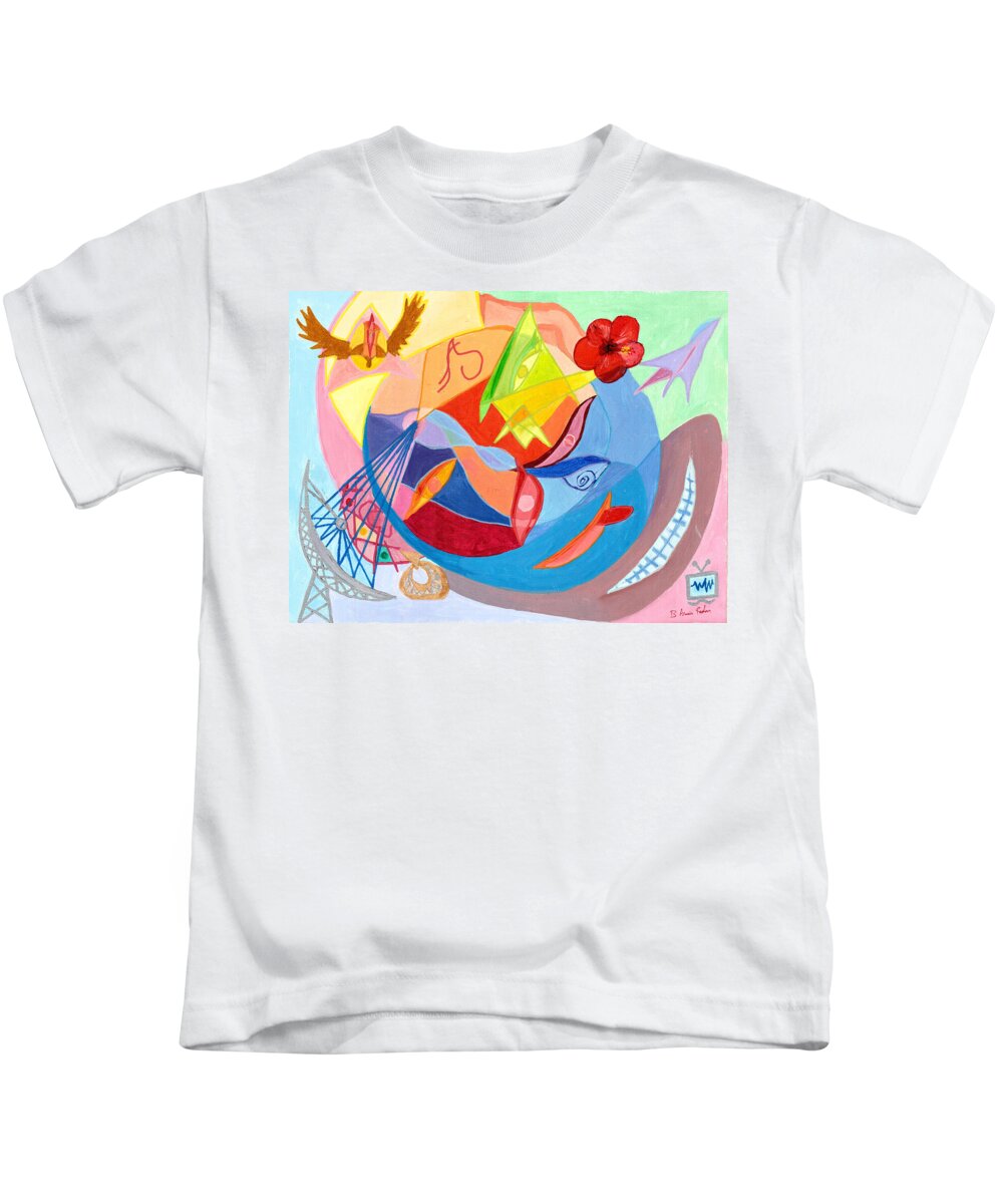 Mind Kids T-Shirt featuring the painting MindScape by B Aswin Roshan