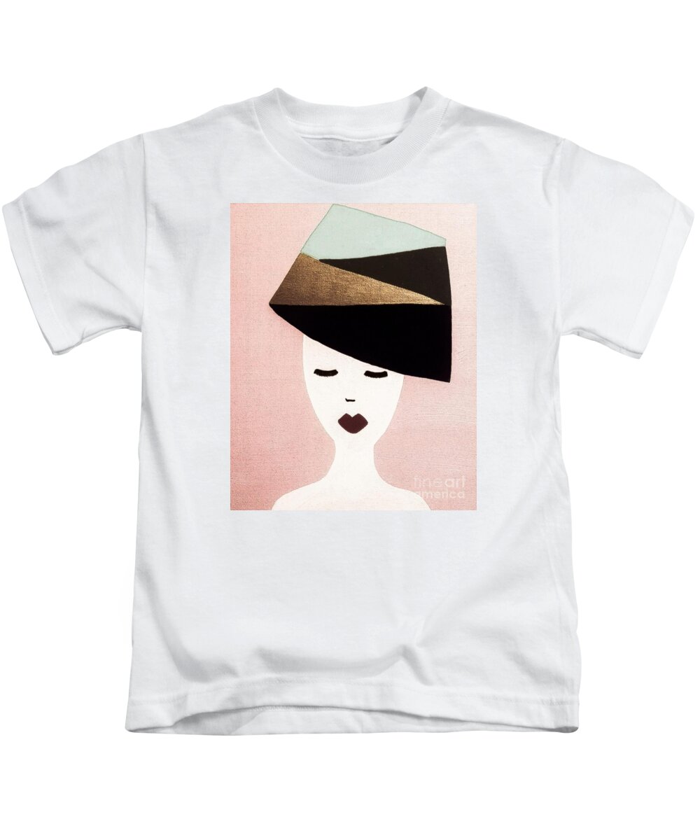 Abstrakt Kids T-Shirt featuring the mixed media Modern lady by Nomi Morina