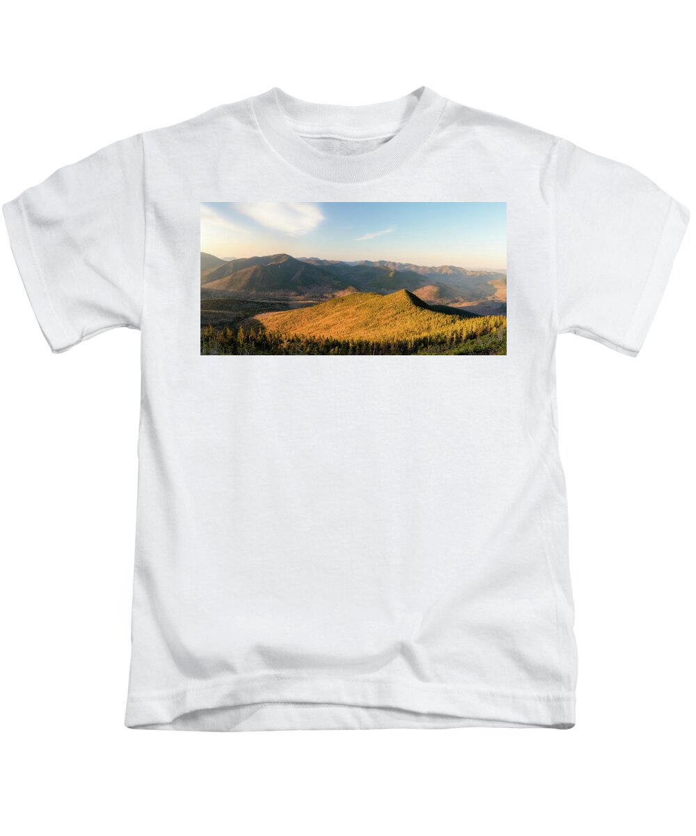 Wilderness Kids T-Shirt featuring the photograph Morning Light in the Pemigewasset Wilderness seen from the Summit of Bondcliff by William Dickman