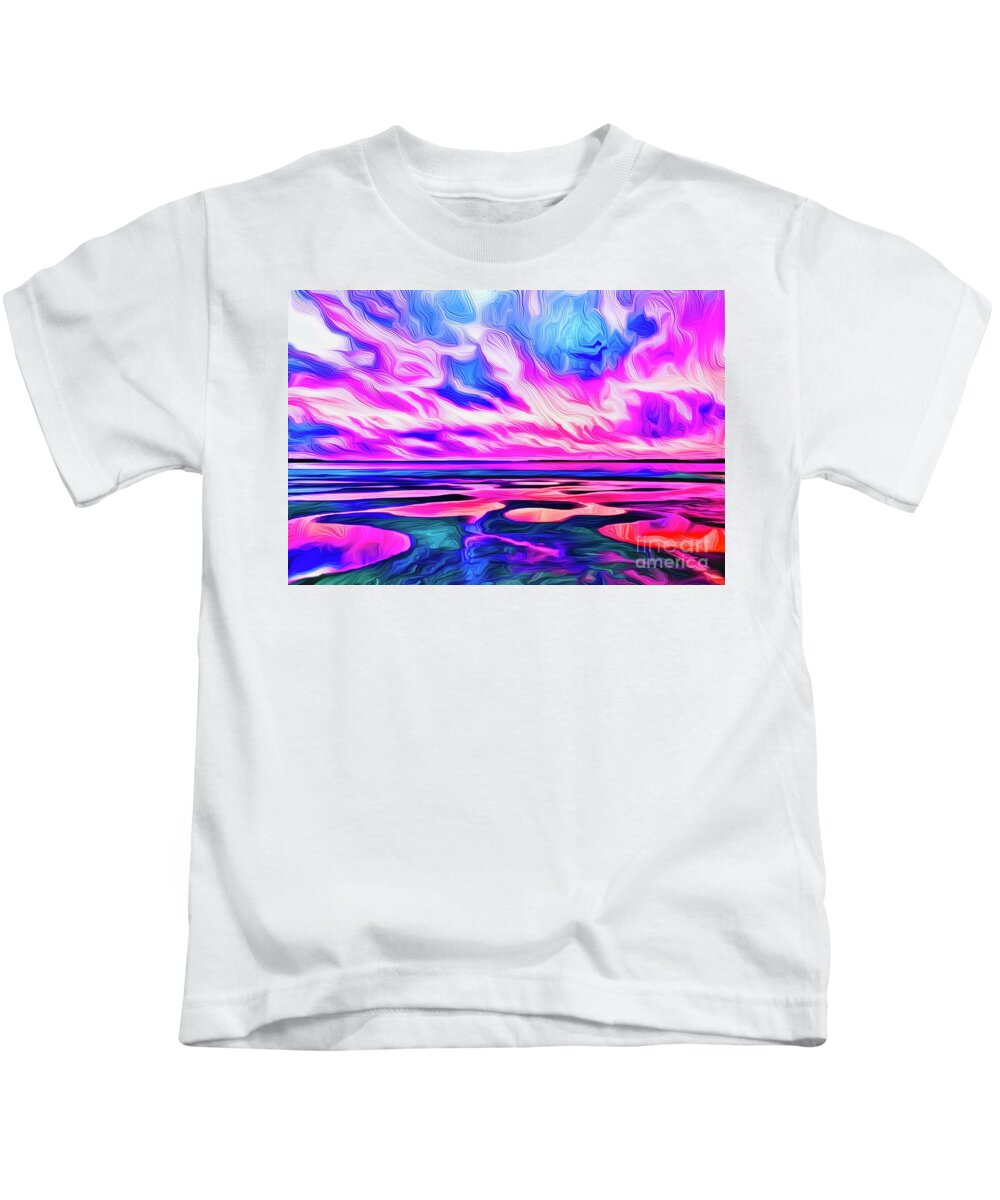 Landscape Kids T-Shirt featuring the digital art Morning Reflections by Michael Stothard