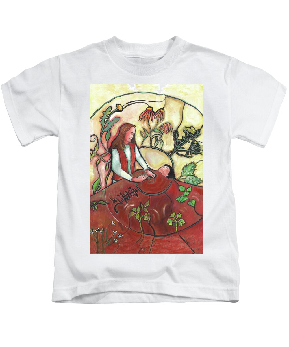 Portraits Kids T-Shirt featuring the painting Natural Healing by Catharine Gallagher