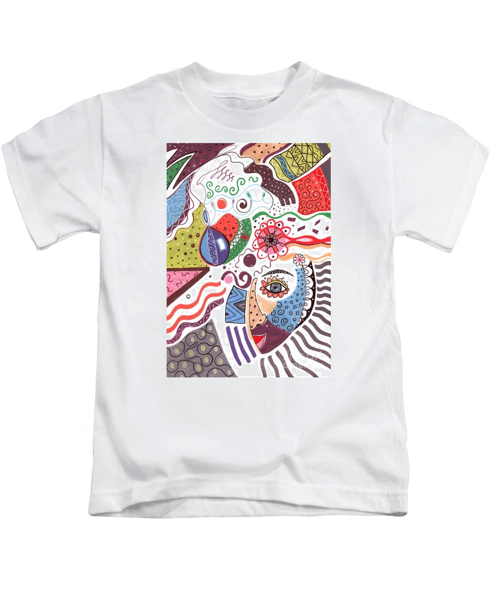 Never Stop Dreaming By Helena Tiainen Kids T-Shirt featuring the drawing Never Stop Dreaming by Helena Tiainen