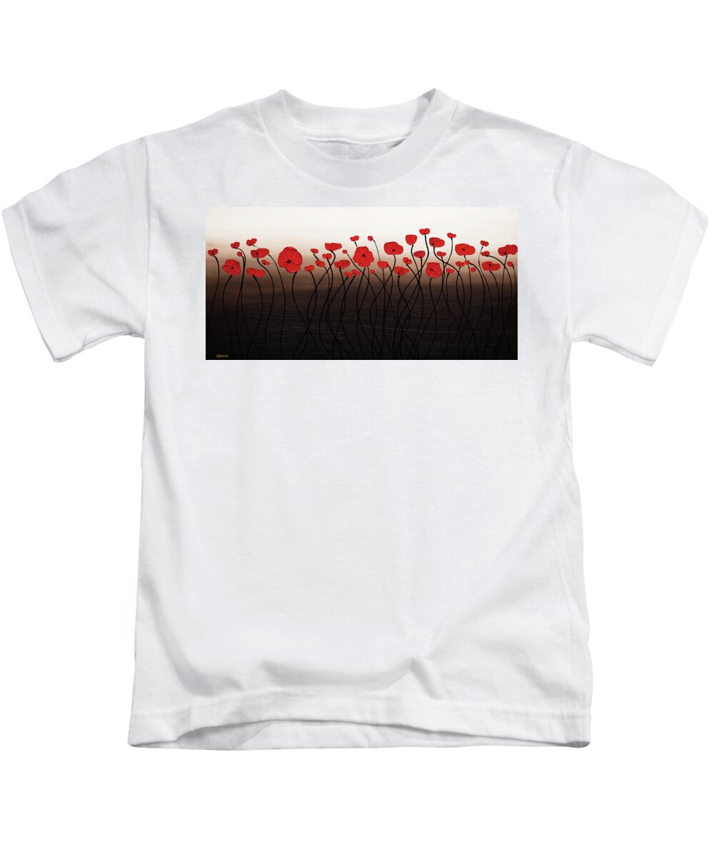 Poppy Kids T-Shirt featuring the painting New Season by Carmen Guedez
