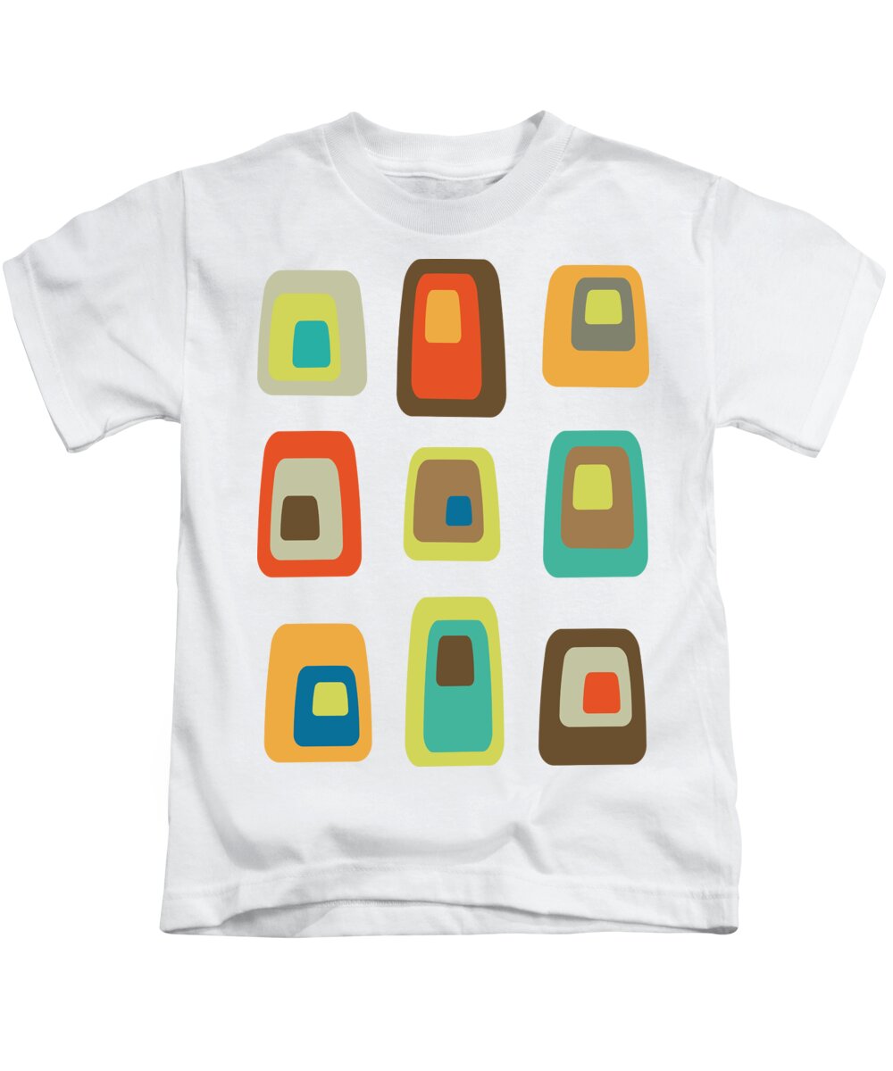 Mid Century Modern Kids T-Shirt featuring the digital art No Background Concentric Oblongs by Donna Mibus