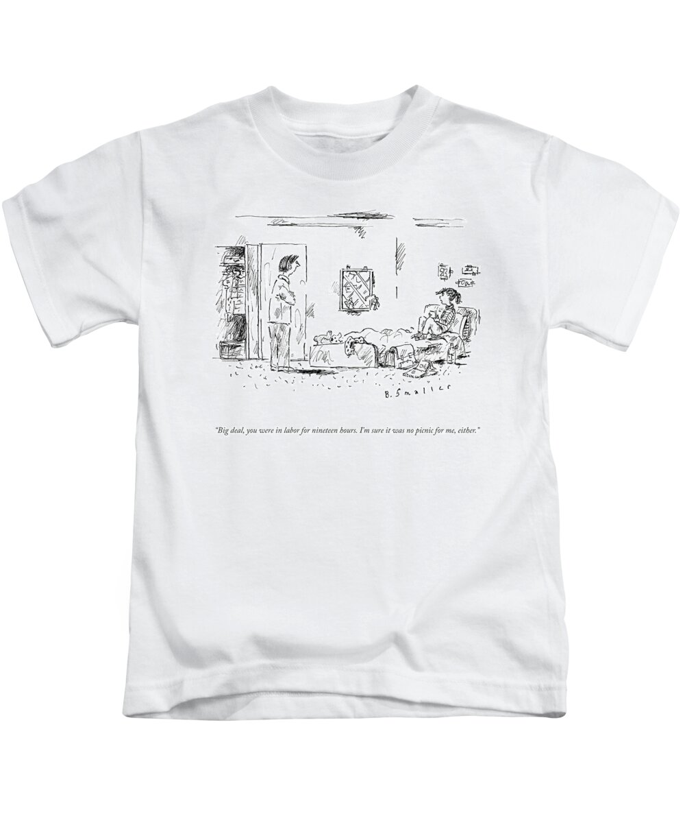 Big Deal Kids T-Shirt featuring the drawing No Picnic For Me Either by Barbara Smaller