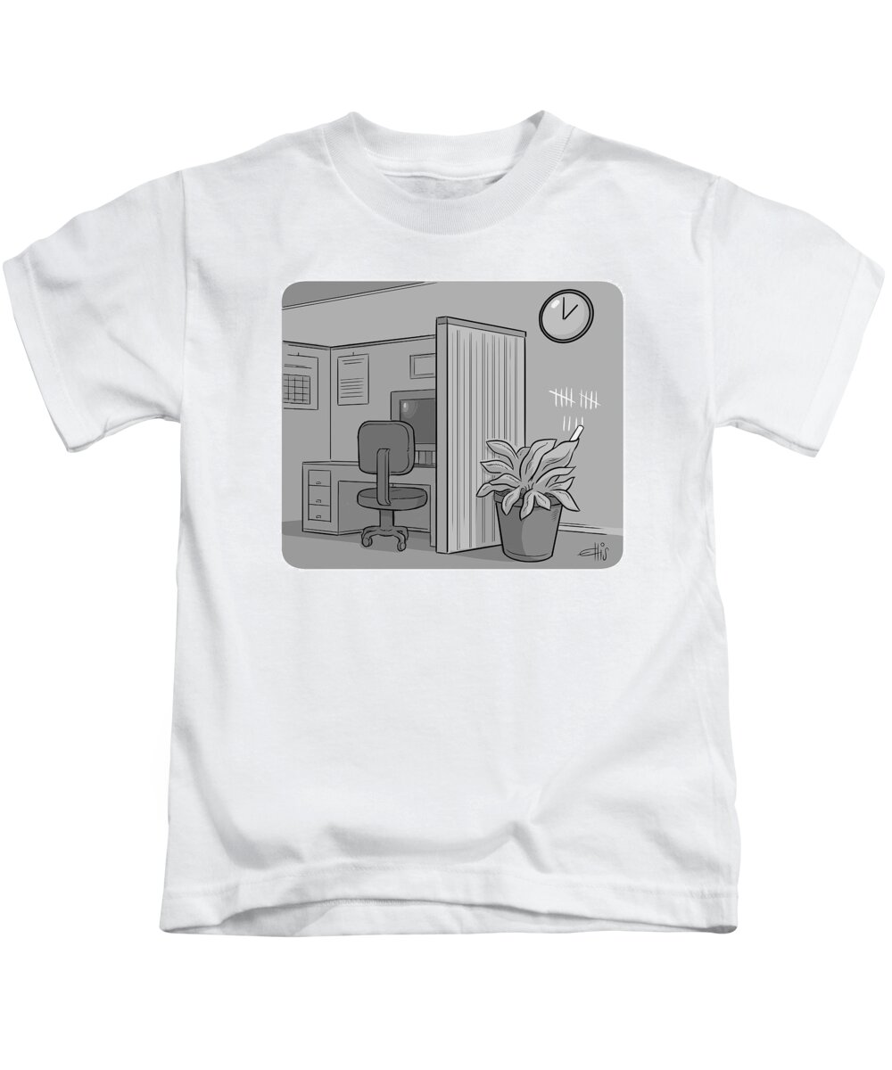 Captionless Kids T-Shirt featuring the drawing Office Plant by Ellis Rosen