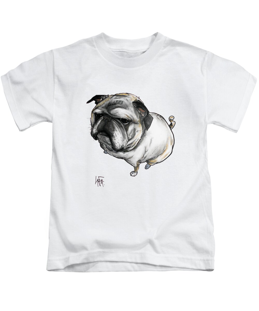 Pug Kids T-Shirt featuring the drawing Old Pug by Canine Caricatures By John LaFree