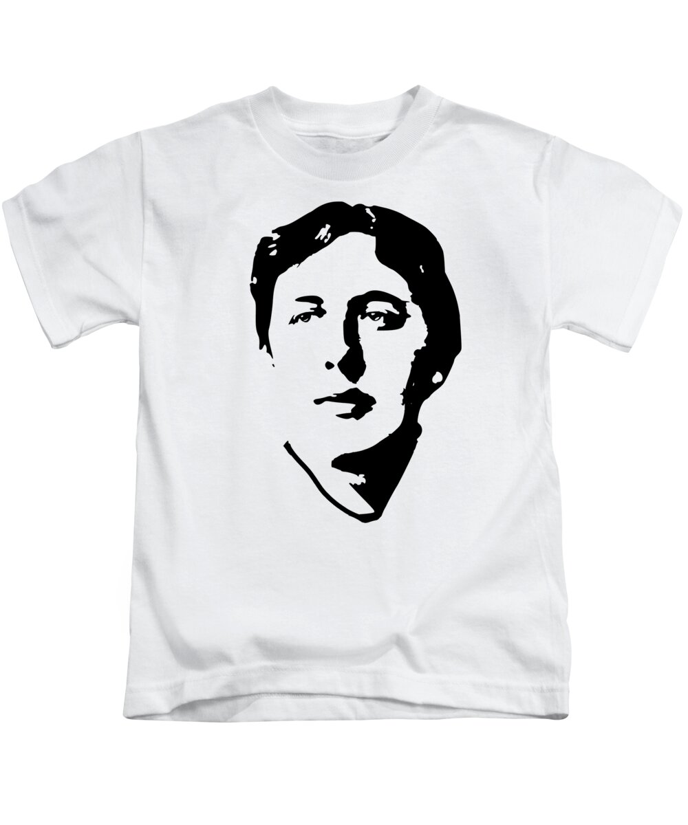 Oscar Wilde Kids T-Shirt featuring the digital art Oscar Wilde Black On White by Filip Schpindel