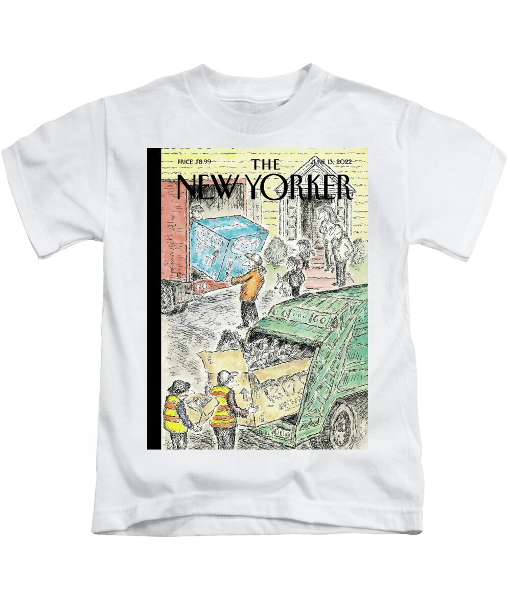 Moving Kids T-Shirt featuring the painting Out With The Old by Edward Koren