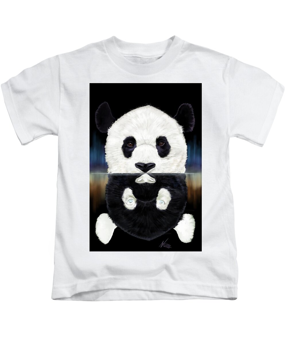 Panda Kids T-Shirt featuring the digital art Panda by Norman Klein