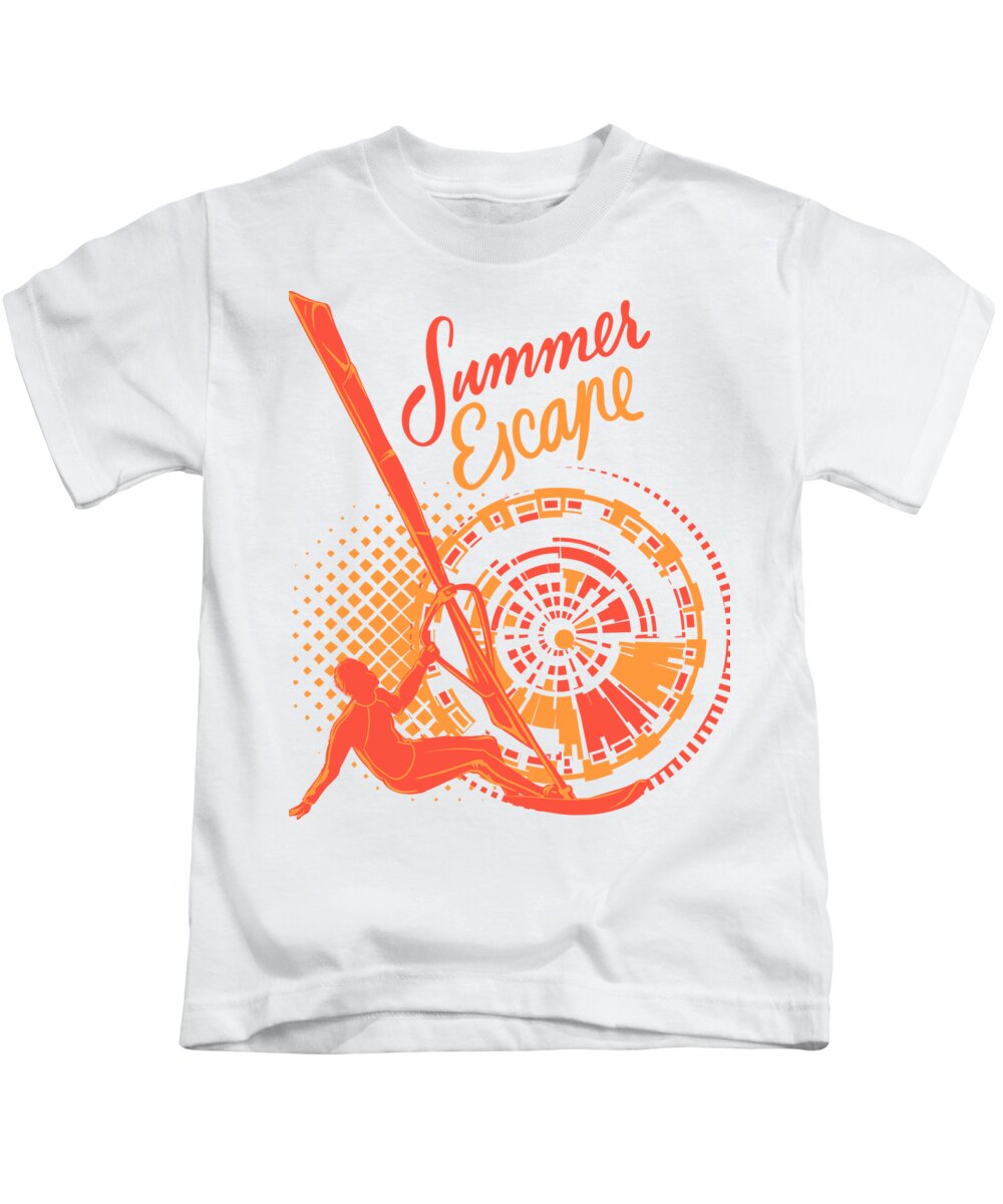 Beach Kids T-Shirt featuring the digital art Parasailor Summer Escape Parasailing by Jacob Zelazny
