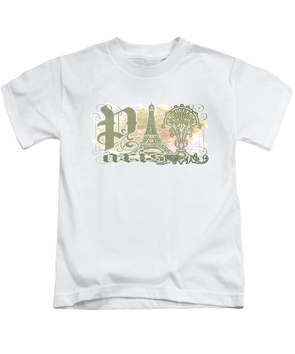 Paris Green Kids T-Shirt featuring the digital art Paris Green War Memorial Day by Delynn Addams