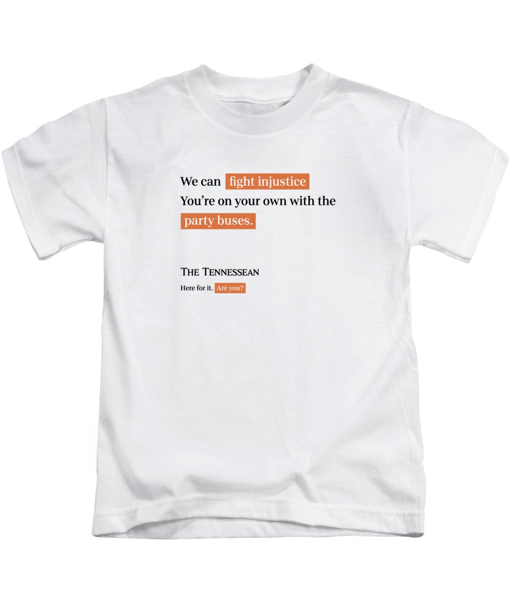 Nashville Kids T-Shirt featuring the digital art Party Buses - Tennessean White by Gannett