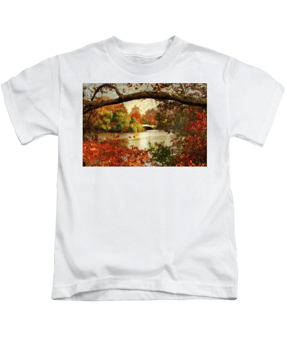 Nature Kids T-Shirt featuring the photograph Peak Autumn in Central Park by Jessica Jenney