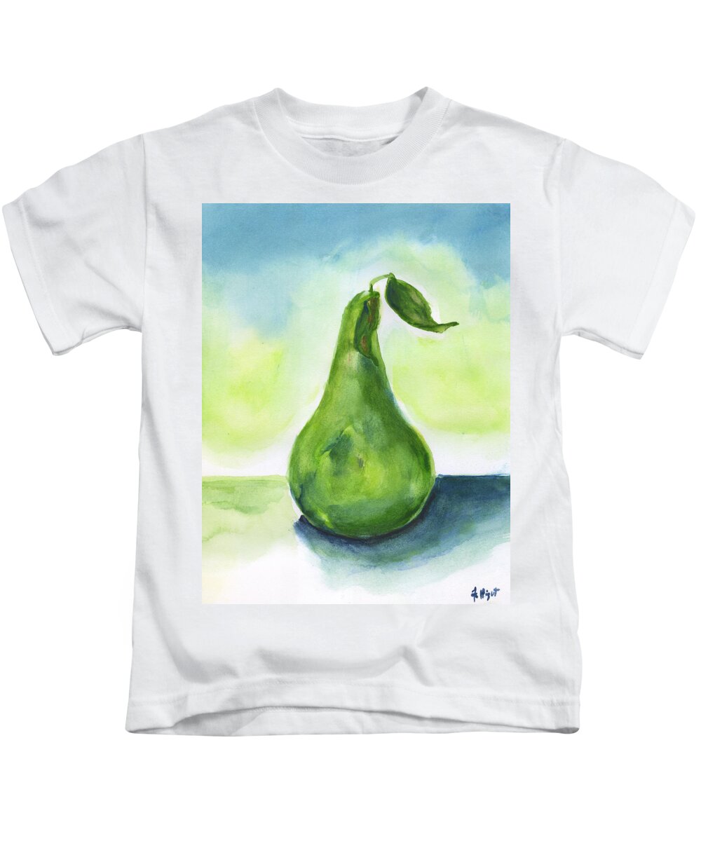 Pear Kids T-Shirt featuring the painting Pear One by Frank Bright