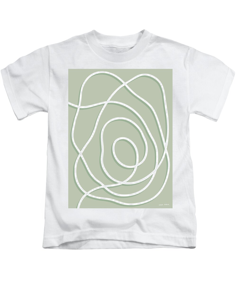 Nikita Coulombe Kids T-Shirt featuring the painting Pearl Drop 6 in mint by Nikita Coulombe