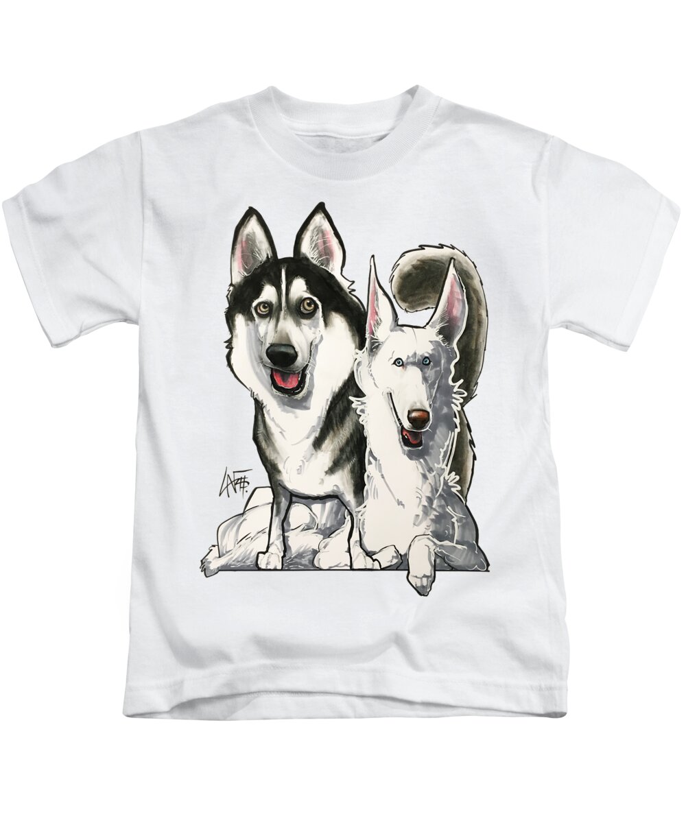 Dog Kids T-Shirt featuring the drawing Peterson 3761 by Canine Caricatures By John LaFree