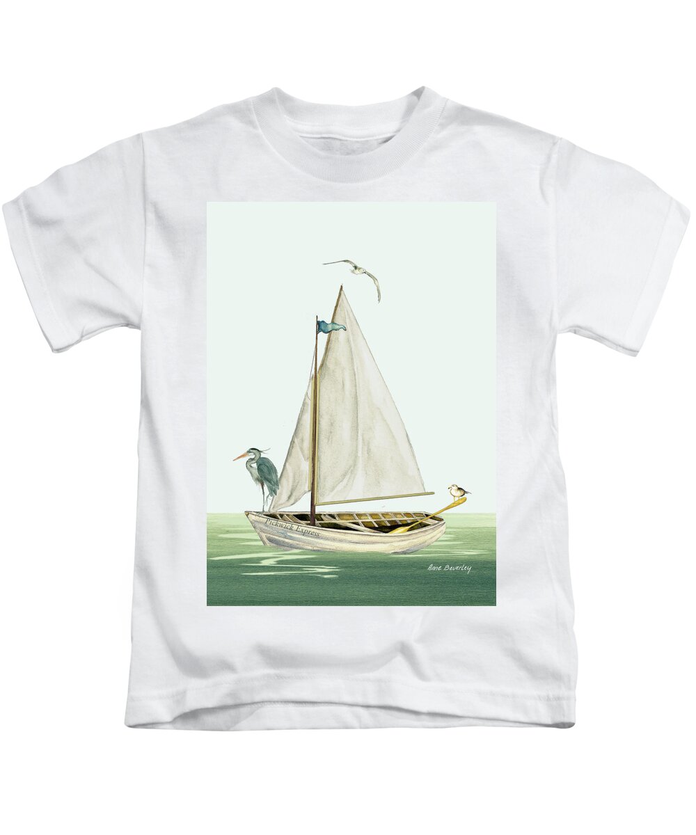 Bird Kids T-Shirt featuring the painting Pickwick Express by Anne Beverley-Stamps