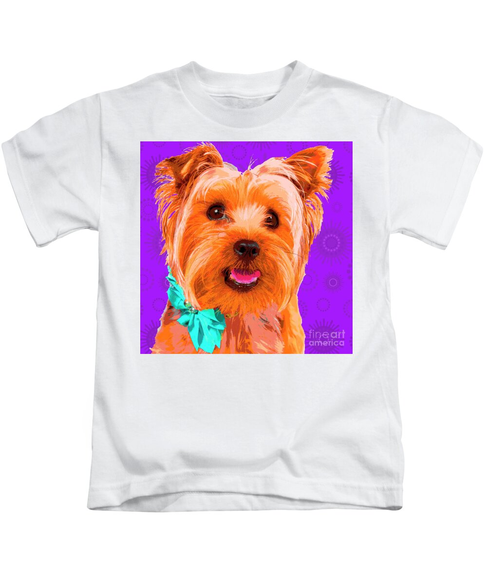 Dogs Kids T-Shirt featuring the photograph PopART Yorkie by Renee Spade Photography