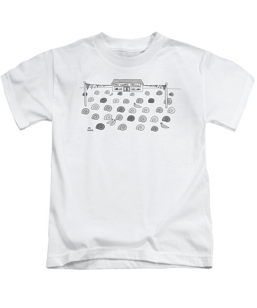 Used Kids T-Shirt featuring the drawing Pre Owned Shells by Amy Hwang