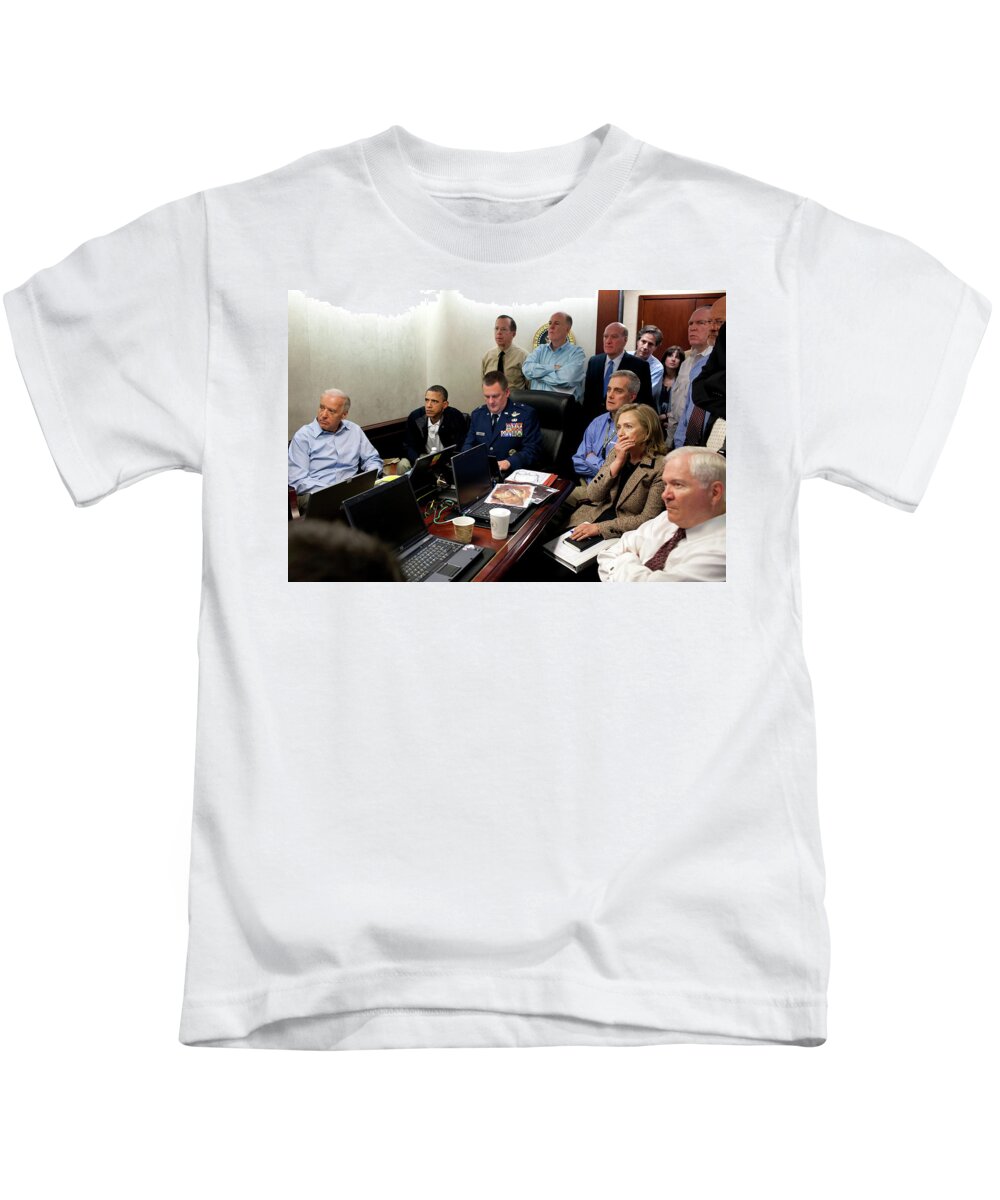 Situation Room Kids T-Shirt featuring the painting President Obama and his national security team in the White House Situation Room by American History