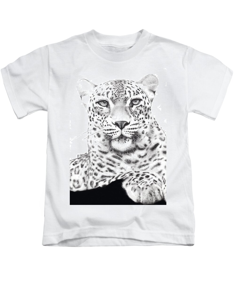 Pen And Ink Kids T-Shirt featuring the drawing Prince of the Serengeti by Sheryl Unwin
