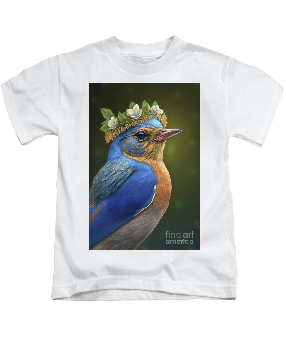 Eastern Bluebird Kids T-Shirt featuring the painting Princess Bluebird by Tina LeCour