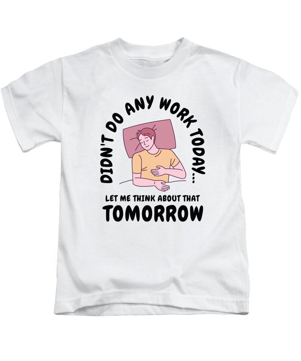 Procrastinator Kids T-Shirt featuring the digital art Procrastinator Work Sleeping Line Art Drawing by Toms Tee Store