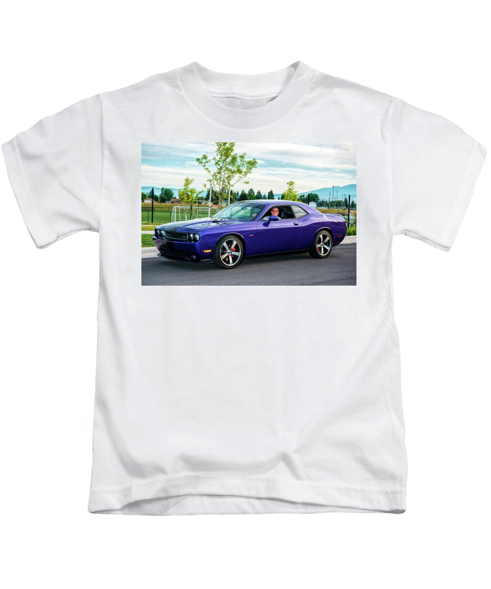 Purple Kids T-Shirt featuring the photograph Purple Mopar by Pamela Dunn-Parrish