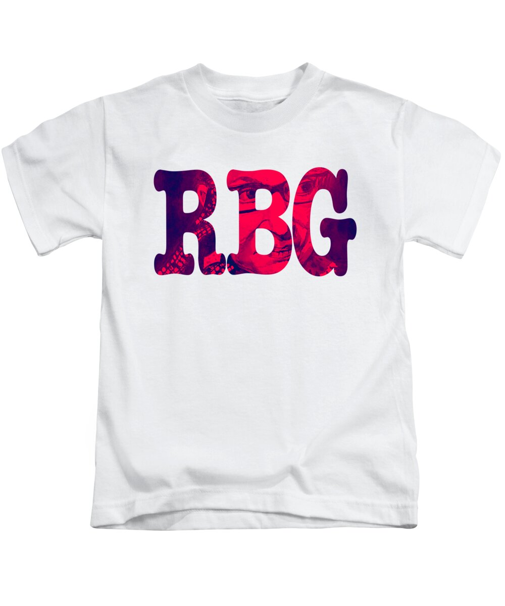 Rgb Kids T-Shirt featuring the mixed media RBG INITIALS red by Eileen Backman