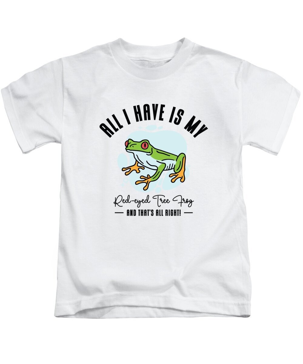 Frog Kids T-Shirt featuring the digital art Red Eyed Tree Frog Cute Rainforest Amphibian by Toms Tee Store