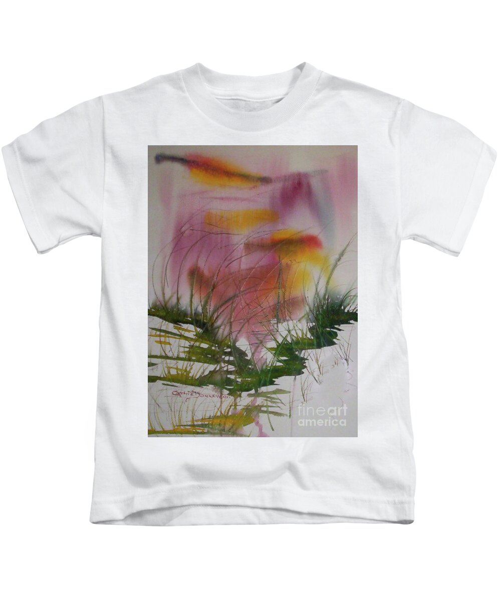Seascape Kids T-Shirt featuring the painting RED SKY at NIGHT by Catherine Ludwig Donleycott
