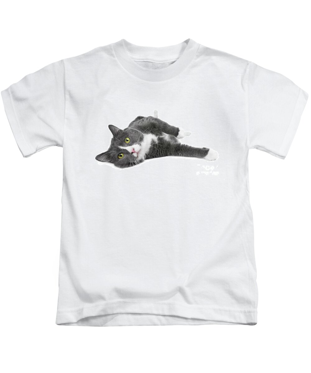 Cat Kids T-Shirt featuring the photograph Relaxing Kitty Joy by Renee Spade Photography