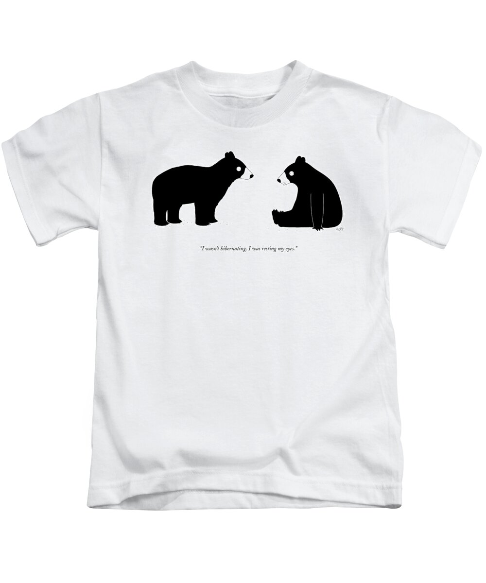 A23053 Kids T-Shirt featuring the drawing Resting My Eyes by Seth Fleishman