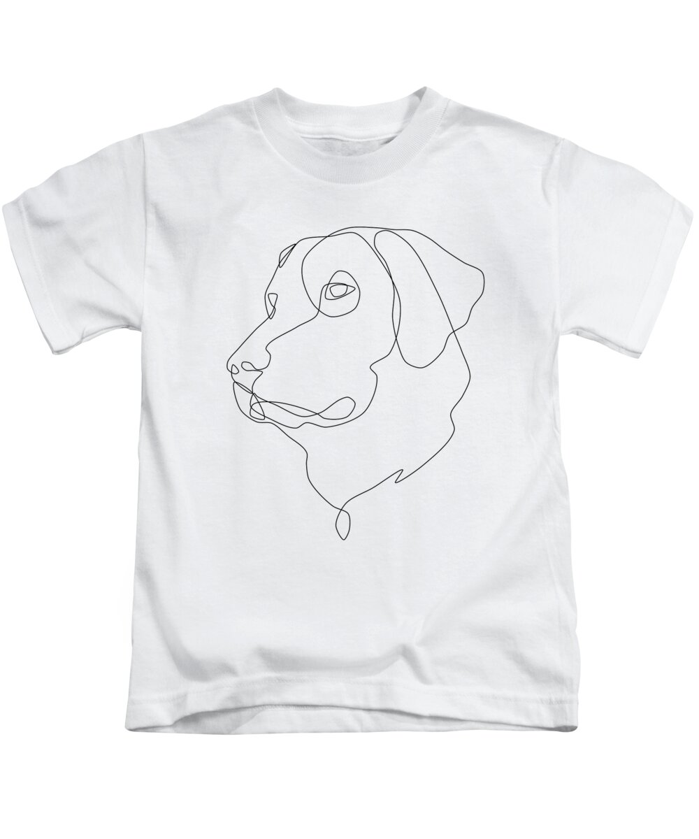 Golden Kids T-Shirt featuring the drawing Retriever Dog Line Art by Jindra Noewi