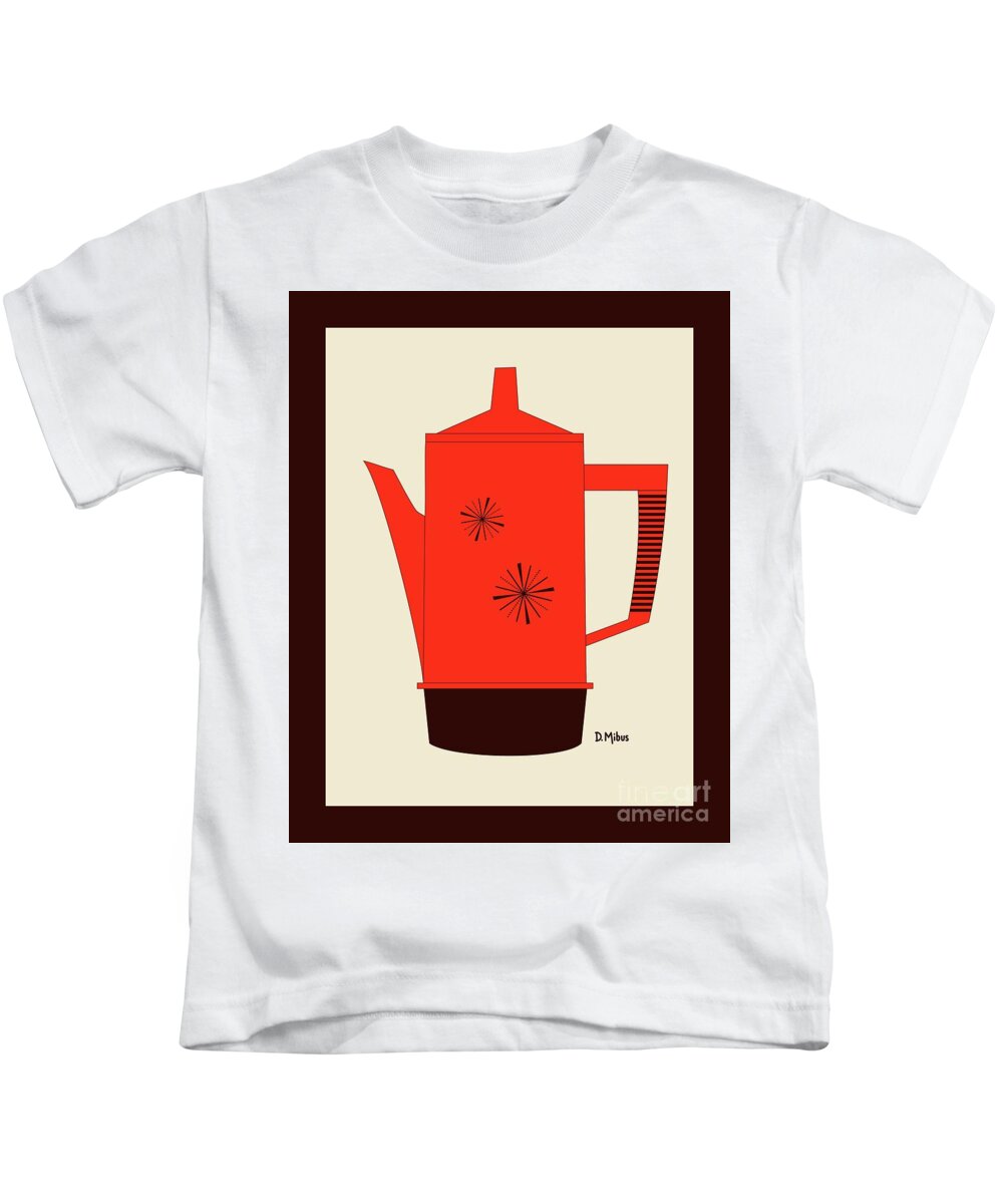 Retro Percolator Kids T-Shirt featuring the digital art Retro Regal Coffee Percolator by Donna Mibus