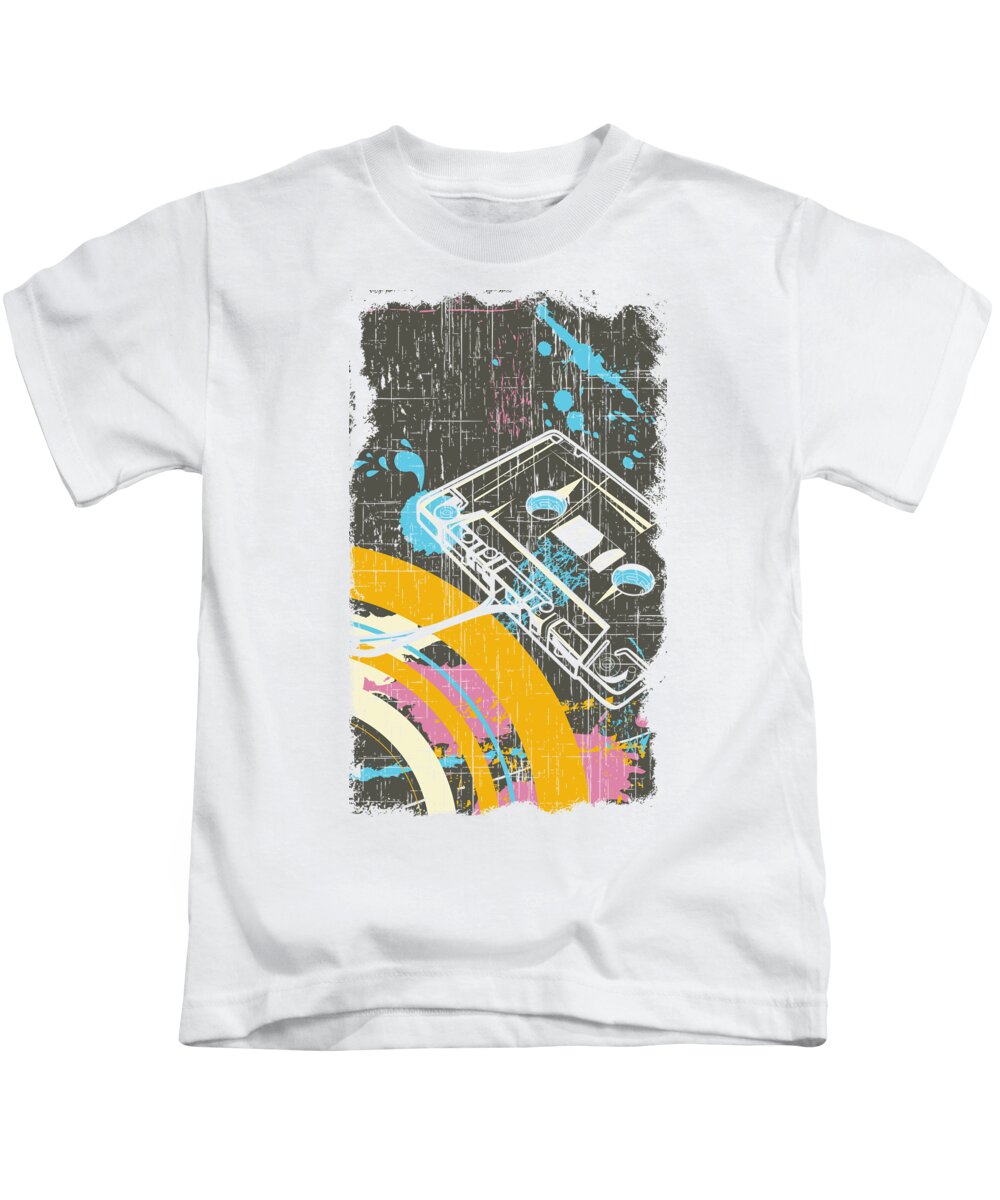 Dj Kids T-Shirt featuring the digital art Retro Vintage Classic Cassette by Jacob Zelazny