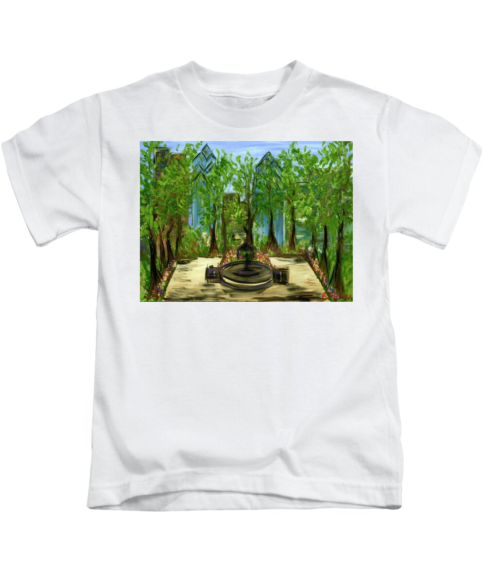 Philly Kids T-Shirt featuring the painting Rittenhouse Square in Spring by Britt Miller