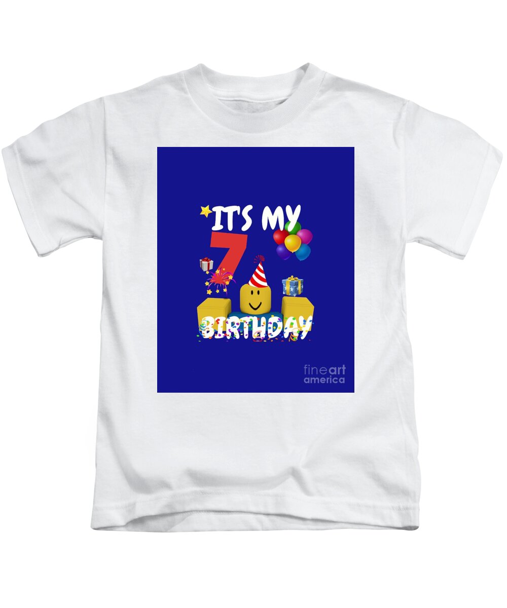 Roblox Noob Birthday Boy It's My 7th Kids T-Shirt