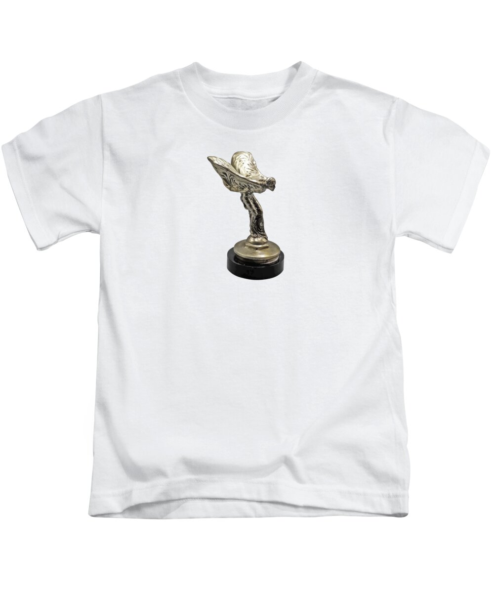 Rolls Royce Kids T-Shirt featuring the photograph Rolls Royce Flying Lady Ornament Mascot by Retrographs