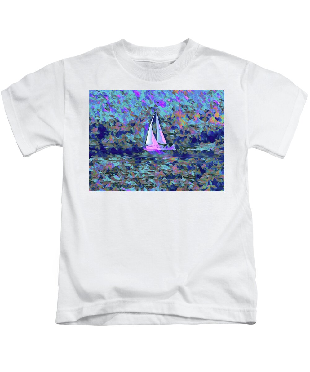 Sail Kids T-Shirt featuring the digital art Sailing Wind and Water by Corinne Carroll