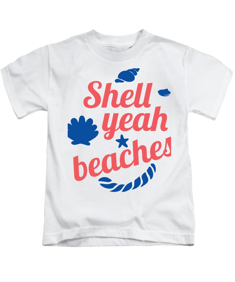 Beach Kids T-Shirt featuring the digital art Shell Yeah Beaches by Jacob Zelazny