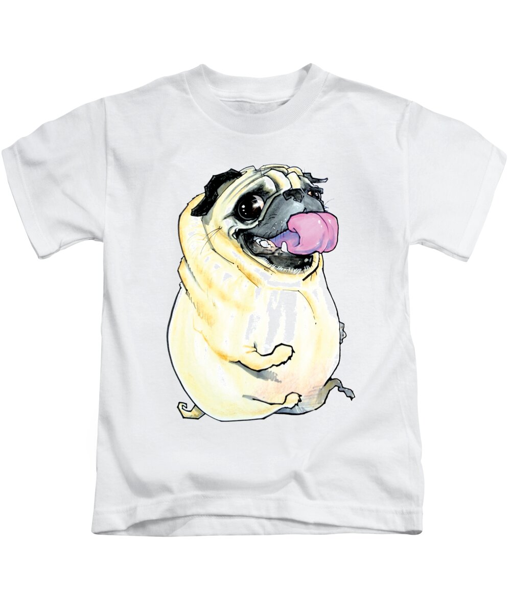 Pug Kids T-Shirt featuring the drawing Silly Pug by John LaFree