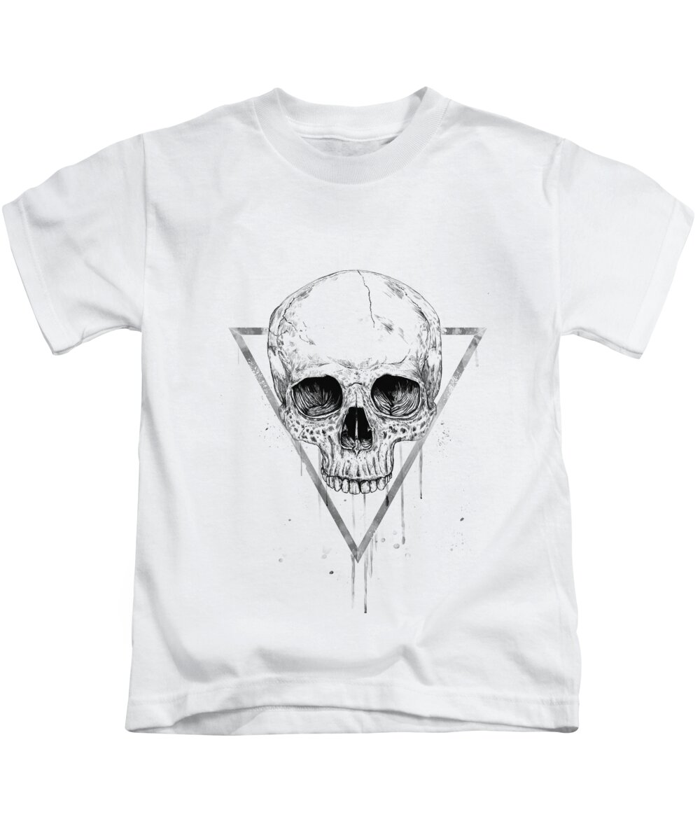 Skull Kids T-Shirt featuring the drawing Skull in a triangle II by Balazs Solti