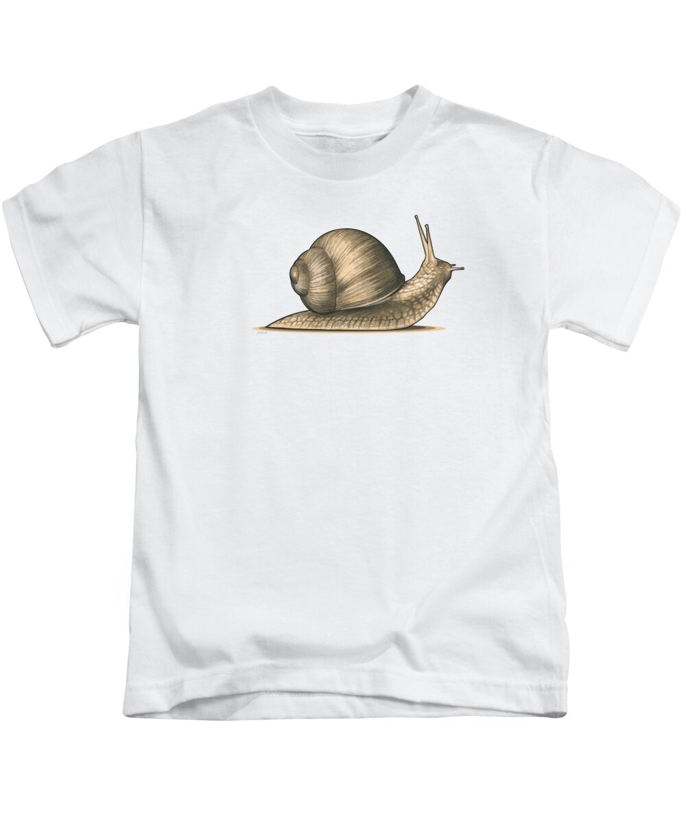 Snail Kids T-Shirt featuring the mixed media Snail 2 by Greg Joens