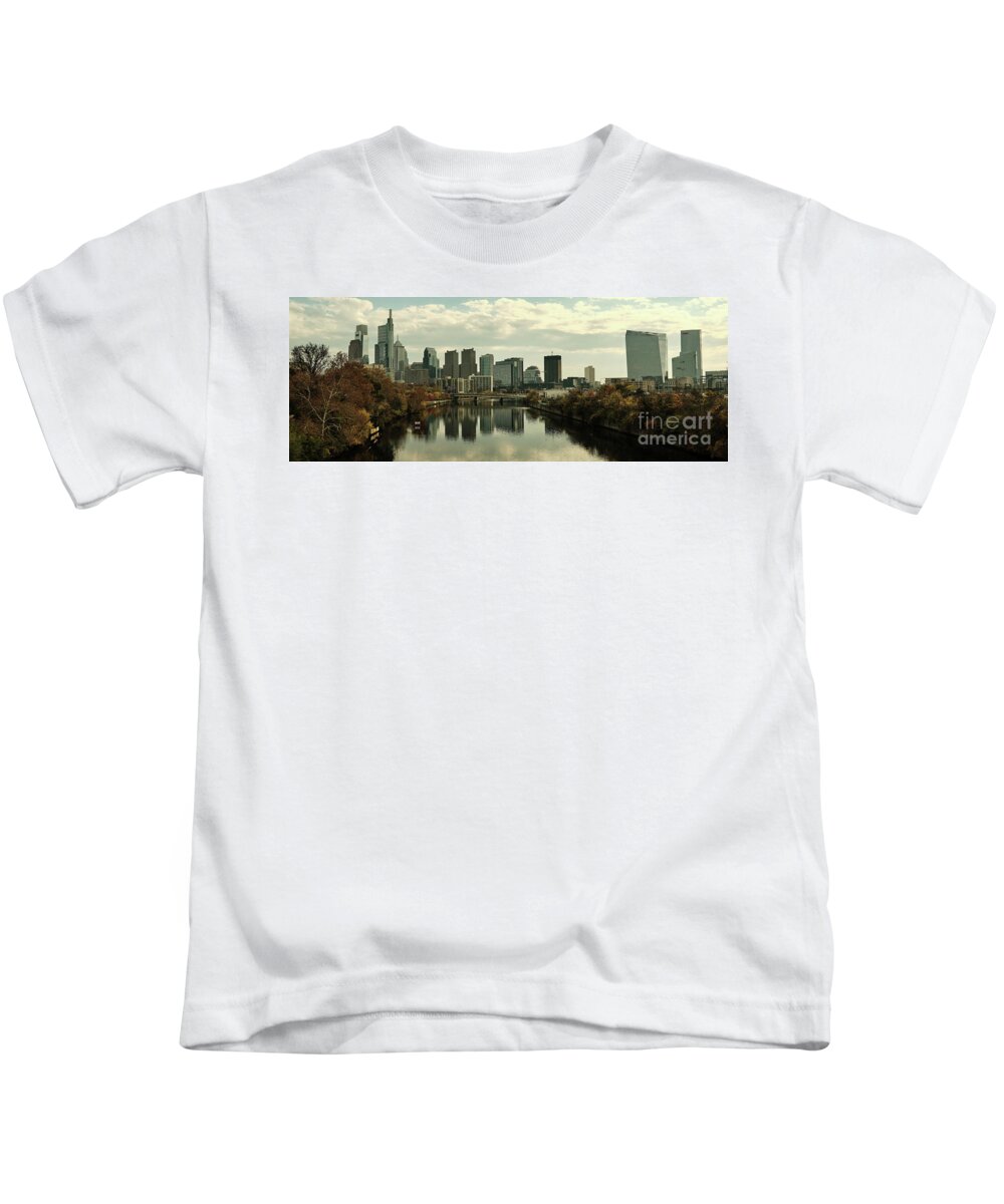 Spring Garden Panorama Fall Philadelphia Philly Landscape Cityscape Kids T-Shirt featuring the photograph Spring Garden at Fall by Paul Watkins