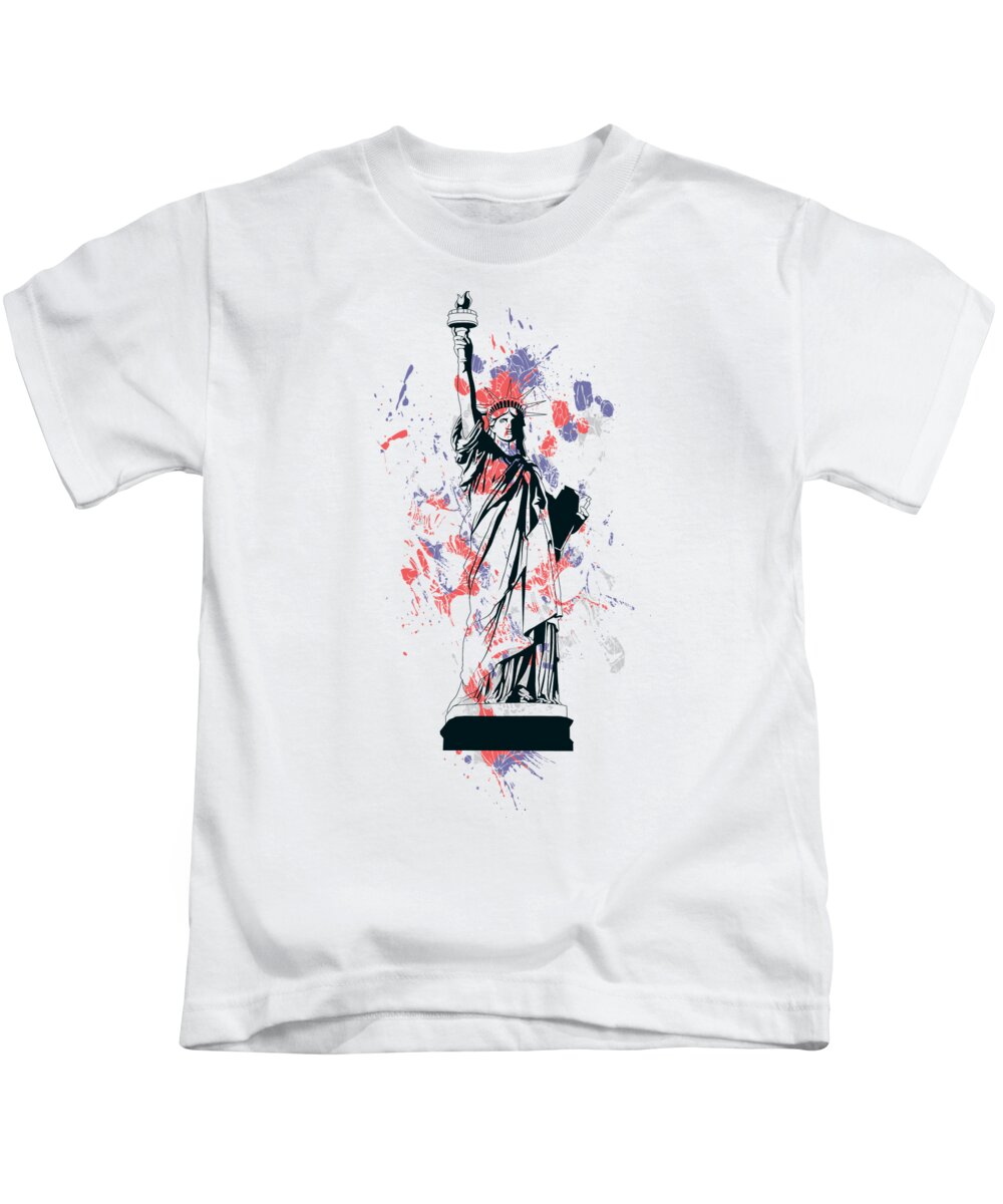 Military Kids T-Shirt featuring the digital art Statue of Liberty by Jacob Zelazny