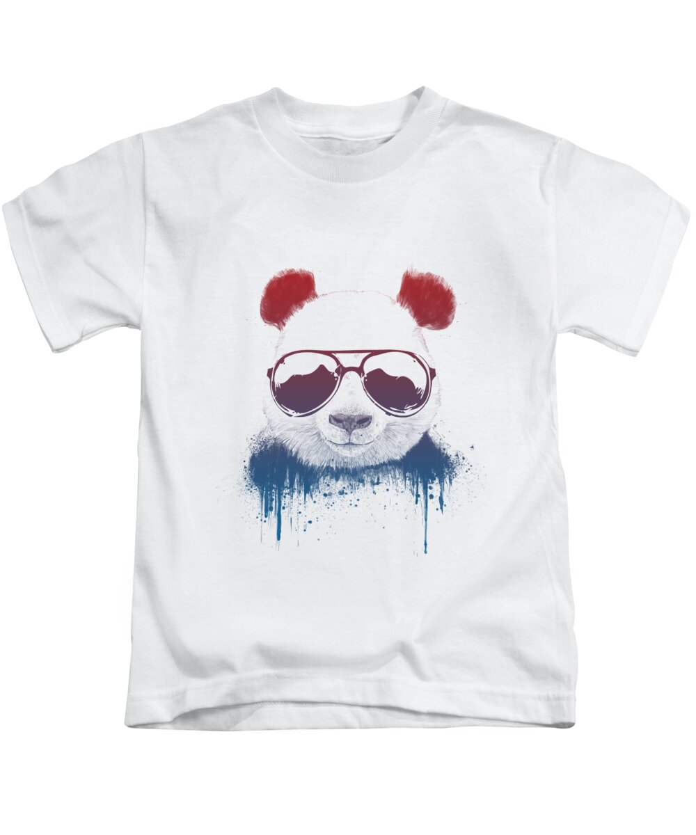 Panda Kids T-Shirt featuring the drawing Stay Cool II by Balazs Solti